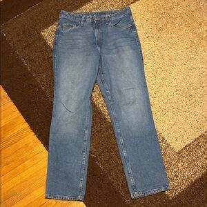 Women's High Rise Straight Leg Blue Denim Jeans